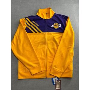 New Adidas Los Angeles Lakers NBA Hardwood Classics Track Jacket Yellow XL